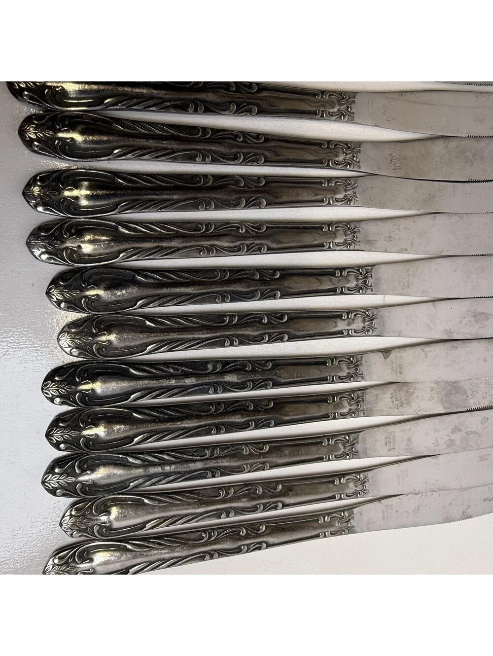 National Stainless Flatware Dinner Butter Knives Japan Medford Vintage Silver